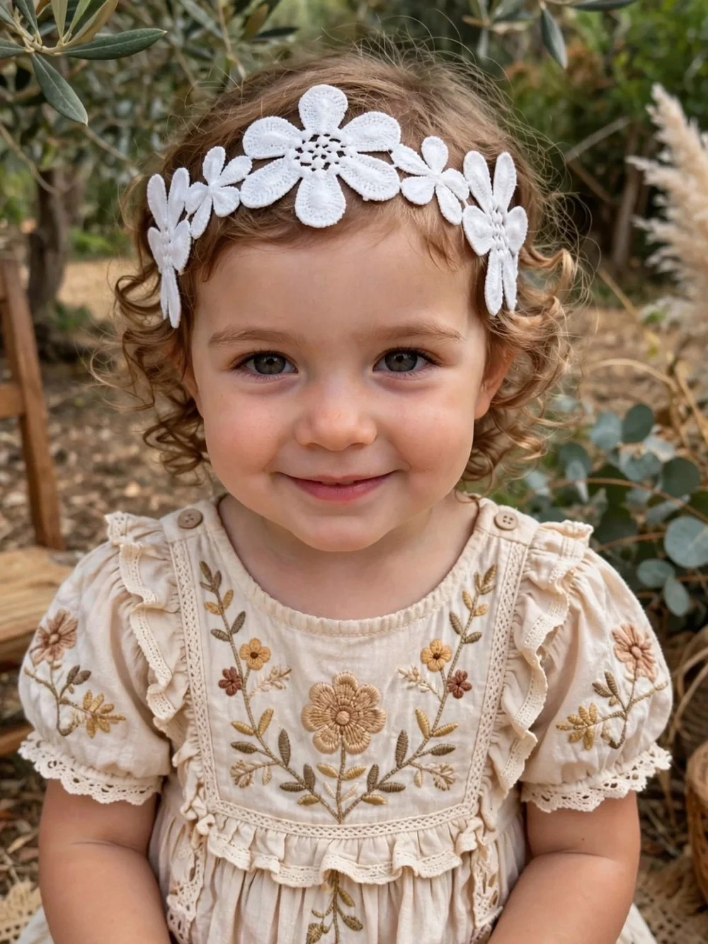 Delicate White Floral Lace Baby Headband